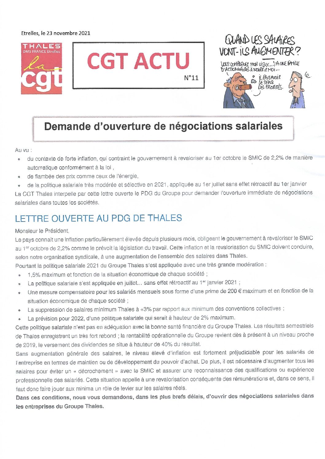 Lettre Ouverte Au Pdg De Thales Cgt Thales Dms